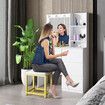 Maxkon Dressing Table Lighting Vanity Mirror Dresser Bedroom Furniture Makeup Desk With 12 LED White Light 4 Drawers Modern