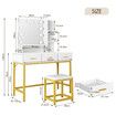 Maxkon Dressing Table Set Lighting Vanity Led Mirror Dresser Bedroom Furniture Makeup Desk With 10 Bulbs White Light 3 Drawers Cushion Stool