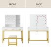 Maxkon Dressing Table Set Lighting Vanity Led Mirror Dresser Bedroom Furniture Makeup Desk With 10 Bulbs White Light 3 Drawers Cushion Stool