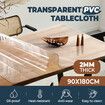 PVC Tablecloth Cover Mat Plastic Dining Desk Protector Custom Clear Transparent Waterproof 2mm 90 x 180 cm