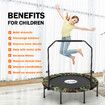 48 Inch Trampoline Mini Fitness Rebounder for Adults Kids Home Gym Workout Indoor Exercise Foldable Adjustable Handrail Genki