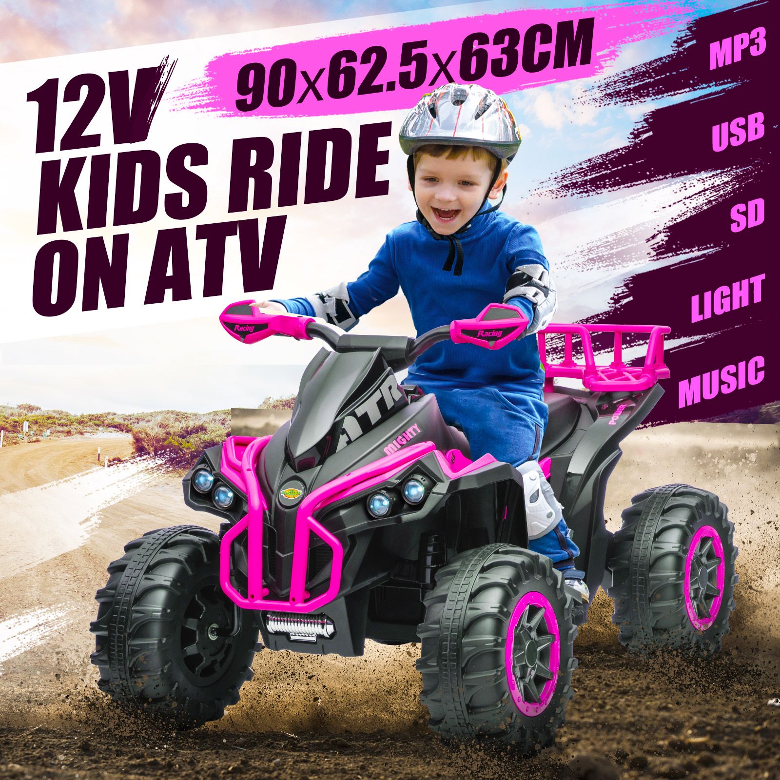 Kids Electric ATV Ride On Car Quad Bike 12V Vehicle Toy 4 Wheeler Motorised Rechargeable Battery