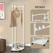 Garment Rack Movable Clothes Coat Stand Metal Shelving Closet Organizer Hat Holder Entryway Storage With Wheels Freestanding