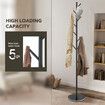 Coat Garment Rack Hall Storage Stand Shelf Hook Hanger Hat Holder Closet Organizer Metal Entryway Freestanding Black