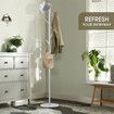 Coat Stand Garment Rack Hall Storage Shelf Hook Hanger Hat Holder Closet Organizer Metal Entryway Freestanding White