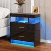 Smart Bedside Table Led End Desk Adjustable Night Stand Rotatable Laptop Workstation Bedroom Drawer High Gloss Black