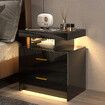 Smart Bedside Table Led End Desk Adjustable Night Stand Rotatable Laptop Workstation Bedroom Drawer High Gloss Black