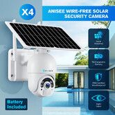 PTZ Security Camerax4 Home CCTV House Spy Solar Wireless WiFi Surveillance System Outdoor SIM Card Batteries