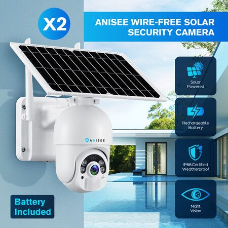 PTZ Security Camerax2 Home CCTV House Spy Solar Wireless WiFi Surveillance System Outdoor SIM Card Batteries