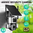 4G LTE Security Camerax4 Home CCTV House Spy WiFi Solar Wireless Outdoor Surveillance System Dual Lens 4K PTZ Batteries