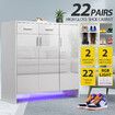 Wooden Shoe Storage Cabinet High Gloss Rack Organiser Shelf Drawer White with Doors RGB Light