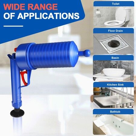 Toilet Plunger, Air Drain Blaster, Sink Plunger, Drain Clog Remover Tool,  High Pressure Drain Blaster Gun, Powerful Toilet Plunger-Blue for Kitchen