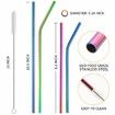 Reusable Stainless Steel Metal Straws with Case - Long Drinking Straws for 30 oz and 20 oz Tumblers Yeti Dishwasher Safe - 2 Cleaning Brushes Included (12-Pack,Rainbow)