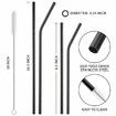 Reusable Stainless Steel Metal Straws with Case - Long Drinking Straws for 30 oz and 20 oz Tumblers Yeti Dishwasher Safe - 2 Cleaning Brushes Included (12-Pack,Black)