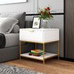 Bedside Table Cabinet Side Chest of Drawer Lamp Nightstand End Sofa Storage Bedroom Furniture Modern White Golden 50x40x50cm