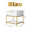 Bedside Table Cabinet Side Chest of Drawer Lamp Nightstand End Sofa Storage Bedroom Furniture Modern White Golden 50x40x50cm