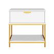 Bedside Table Cabinet Side Chest of Drawer Lamp Nightstand End Sofa Storage Bedroom Furniture Modern White Golden 50x40x50cm