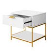 Bedside Table Cabinet Side Chest of Drawer Lamp Nightstand End Sofa Storage Bedroom Furniture Modern White Golden 50x40x50cm