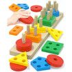 Montessori Toys for Age3+ Boys Girls,Wooden Sorting & Stacking Toys for Toddlers and Kids Baby,Color Recognition Shape Sorter Gift Educational Learning Toy Puzzles Ages 3+