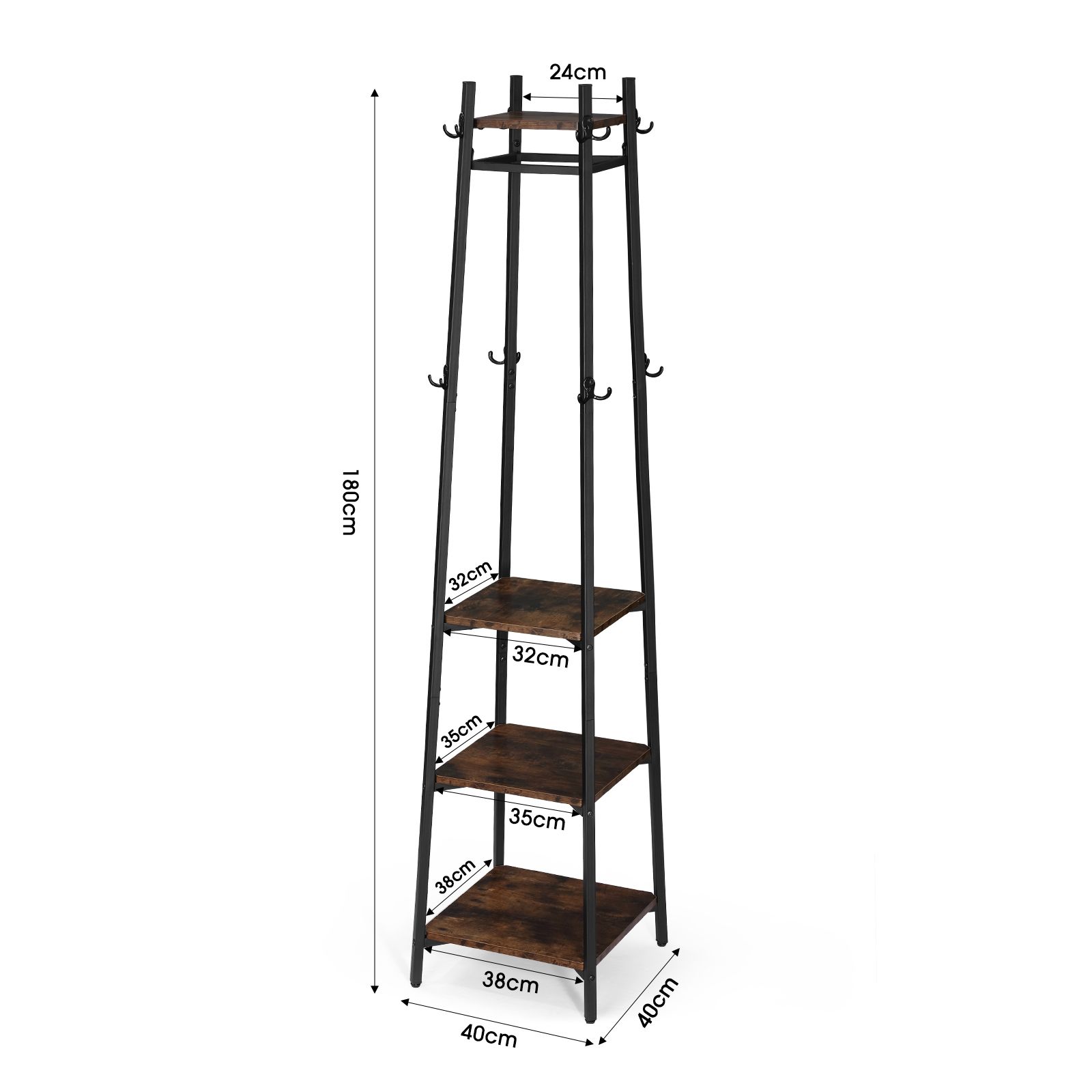 Clothes Rack Coat Stand Garment Organiser Closet Shelving Display Shelf Freestanding Hanger Hooks Portable Black