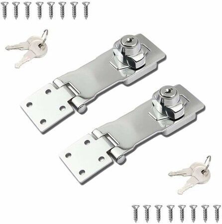 4 Inch Keyed Hasp Locks Twist Knob Keyed Locking Hasp for Small Doors, Cabinets 2 Packs