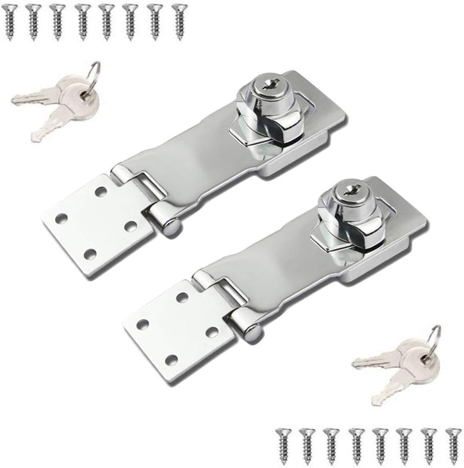 4 Inch Keyed Hasp Locks Twist Knob Keyed Locking Hasp for Small Doors, Cabinets 2 Packs