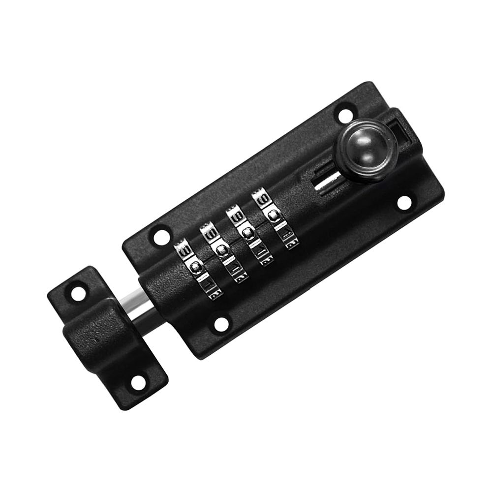 Combination Locking Bolt, 4 Digit Combination Door Security Slide Latch Lock Set, 1Pack Black