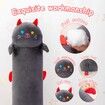 Long Cat Plush Kawaii Body Pillow,20" Cute Black Cat Stuffed Animals Soft Plushies,Kitten Plush Throw Pillow Doll Big Plush Toys Gift for Girlfriend (1pcs,Black Red Cat)