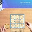 Wooden Sudoku Board Game with Drawer, 81 Grids Number Place Wood Puzzle for Kids and Adults (Blue Line)