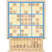 Wooden Sudoku Board Game with Drawer, 81 Grids Number Place Wood Puzzle for Kids and Adults (Blue Line)