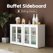 Sideboard Buffet Table Console Hallway Kitchen Pantry Storage Cabinet Cupboard Wine Organiser Stackable White Glass Doors