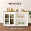 Sideboard Buffet Table Console Hallway Kitchen Pantry Storage Cabinet Cupboard Wine Organiser Stackable White Glass Doors