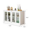 Sideboard Buffet Table Console Hallway Kitchen Pantry Storage Cabinet Cupboard Wine Organiser Stackable White Glass Doors