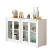 Sideboard Buffet Table Console Hallway Kitchen Pantry Storage Cabinet Cupboard Wine Organiser Stackable White Glass Doors
