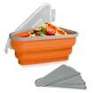 Adjustable Pizza Storage Container,Pizza Slice Container can be Microwaved and Reused,Pizza Slice Pack with 5 Heating Plates (Orange)