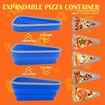 Adjustable Pizza Storage Container,Pizza Slice Container can be Microwaved and Reused,Pizza Slice Pack with 5 Heating Plates (Blue)