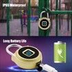 Smart Fingerprint Padlock, Bluetooth Lock, USB Rechargeable, Remote Authorization, IP65 Waterproof, for Locker, Backpack, Bike, Storage