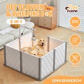 Pet Dog Playpen Enclosure Kennel Whelping Box Supplies Cat Cage Puppy Pen Panel 2 In 1 Safety Gate Fence Indoor Play Exercise Lamp Holder