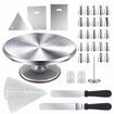 30cm Cake Turntable 35Pcs Decorating Supplies Kit Rotating Stand Baking Tools Aluminium Piping Tip Icing Spatula Pastry Bag Flower Nail