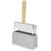 Metal Cat Litter Scoop with Holder, Fast Sifting Kitty Poop Scooper Caddy, Cat Poop Scooper Stand (Grey)