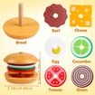 Montessori Toys Wooden Burger Sorting Stacking Toys For Toddlers Preschool Educational Toys Fine Motor Toys For Kids Boys Girls (Burger)