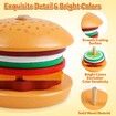 Montessori Toys Wooden Burger Sorting Stacking Toys For Toddlers Preschool Educational Toys Fine Motor Toys For Kids Boys Girls (Burger)