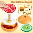 Montessori Toys Wooden Burger Sorting Stacking Toys For Toddlers Preschool Educational Toys Fine Motor Toys For Kids Boys Girls (Burger)