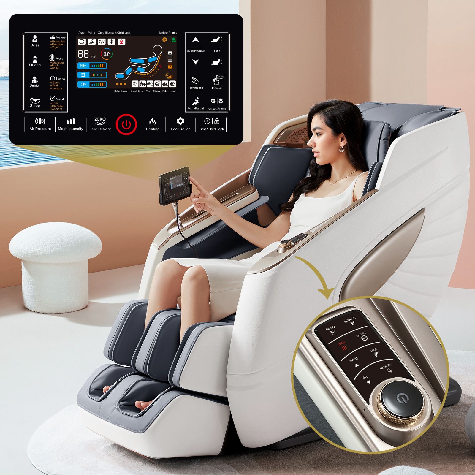 Homasa 4D Massage Chair Electric Recliner Zero Gravity Full Body