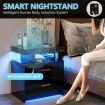 Smart Bedside Table Led End Desk Adjustable Night Stand Rotatable Laptop Workstation Bedroom Drawer High Gloss Black