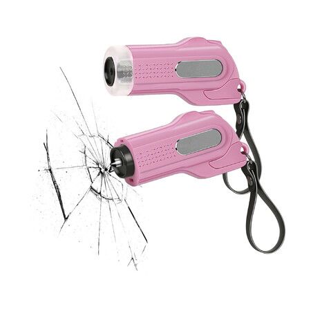 2 Pack Car Window Breaker Seatbelt Cutter 2-in-1 Emergency Keychain Car Escape Tool with Glass Breaker Seat Belt Cutter(Pink)