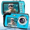 4K30FPS Waterproof Camera 56MP Underwater Cameras UHD Video Recorder Selfie IPS Dual Screens(3&quot;/2&quot;) 10FT Waterproof Digital Camera for Snorkeling on Vacation 1700mAh (Blue)