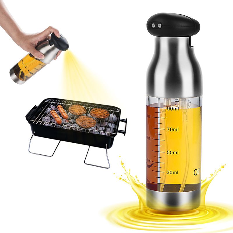 90ml Kitchen Stainless Spray Bottle for Oil Oil Vinegar Soy Sauce BBQ Spray Oiler