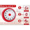 No Battery Mechanical Timer, Kitchen Timer with Magnet for Cooking, Learning (red)