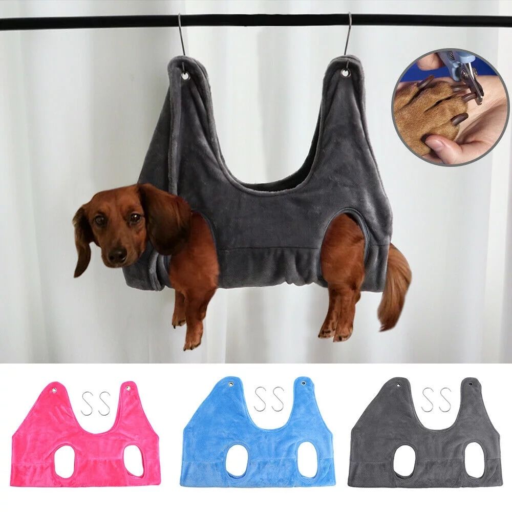 Dog Cat Grooming Hammock Helper, Pet Bathing Grooming Hammock Soft and Comfortable Bags for Bathing Washing Grooming, Gray,1 Pack,Size(L)